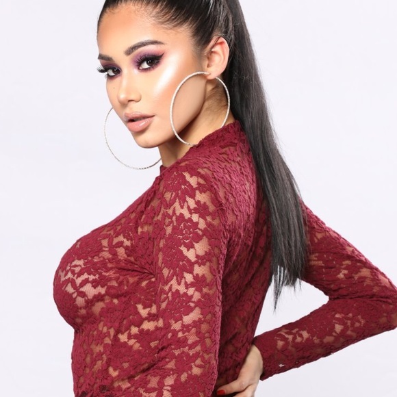 Forever 21 Tops - Burgundy Lace Bodysuit